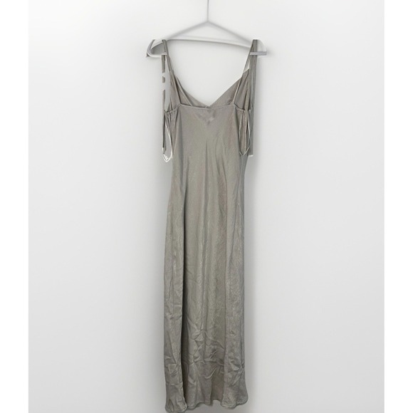 Sincerely Jules Dress Large Midi Gray Silky Cowl Neck Slip Stretch Fairy 90s Y2K - Picture 2 of 9